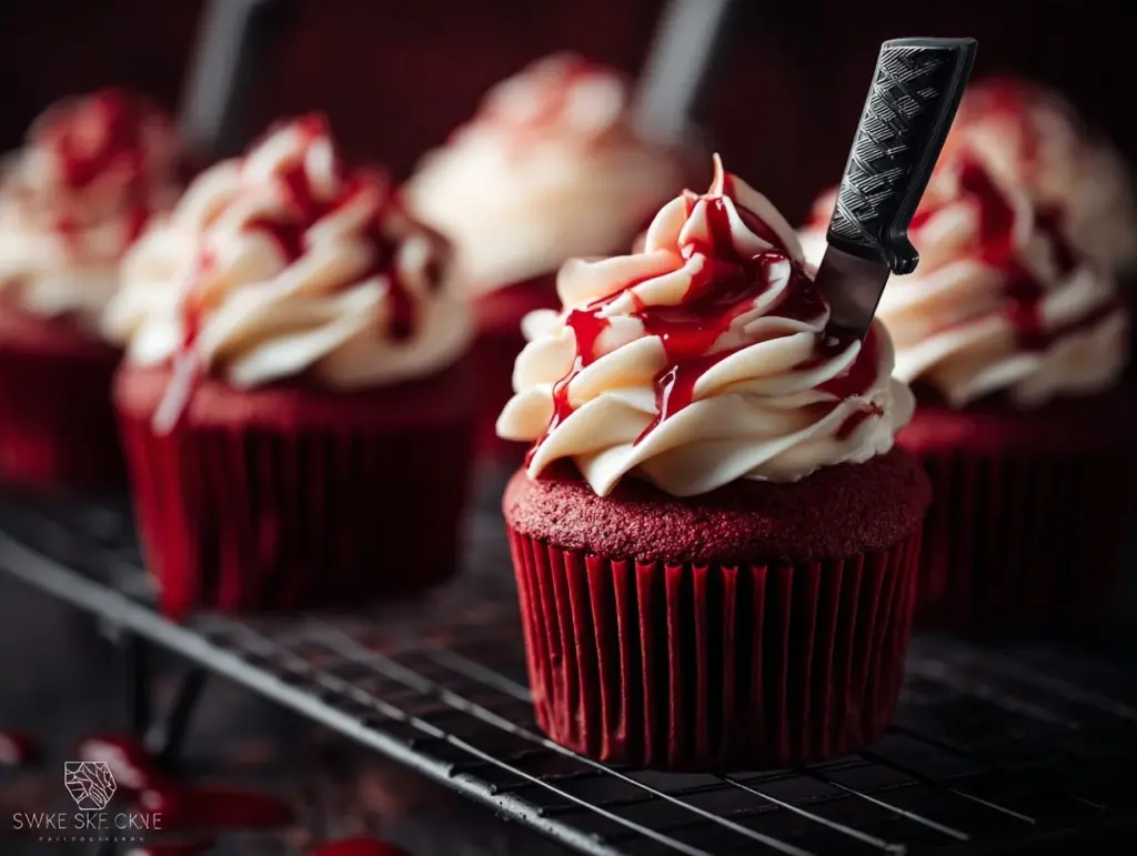 spooky red velvet cupcakes - featured image