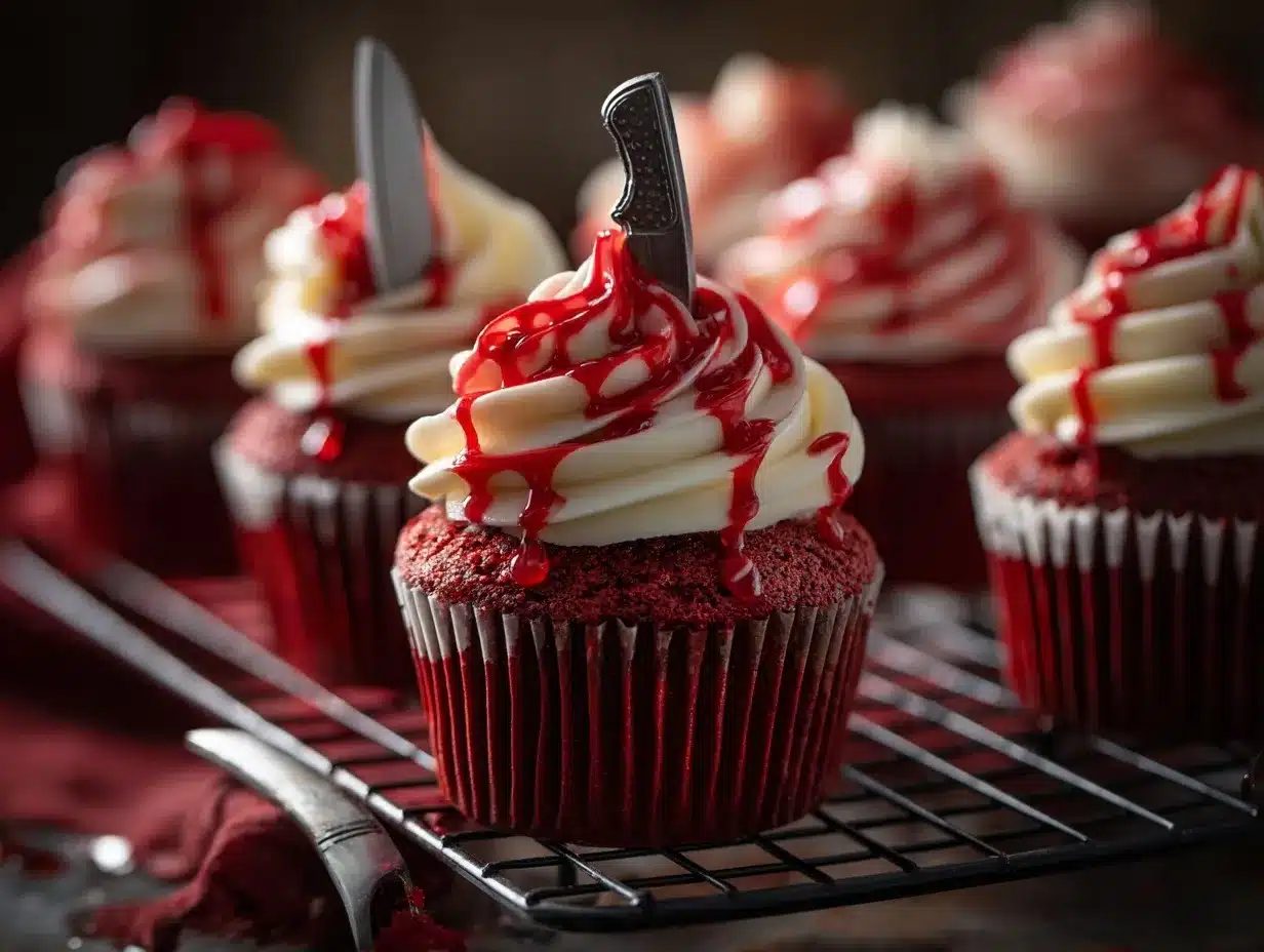 spooky red velvet cupcakes preparation steps