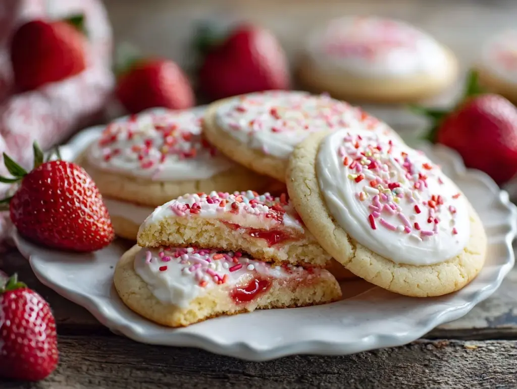strawberry sugar cookies - featured image