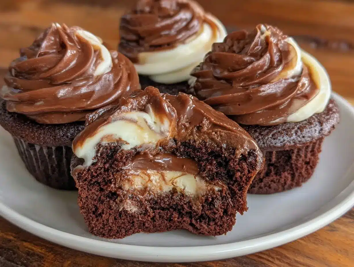 triple chocolate swirl cupcakes preparation steps