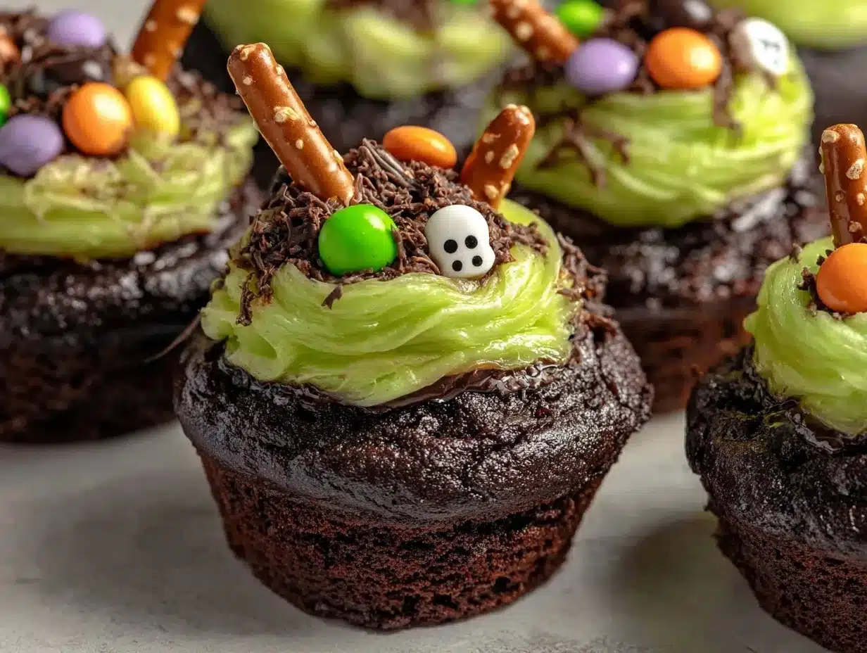 witchs cauldron cupcakes preparation steps