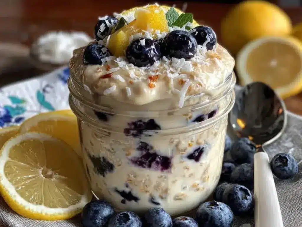 blueberry lemon overnight oats - featured image