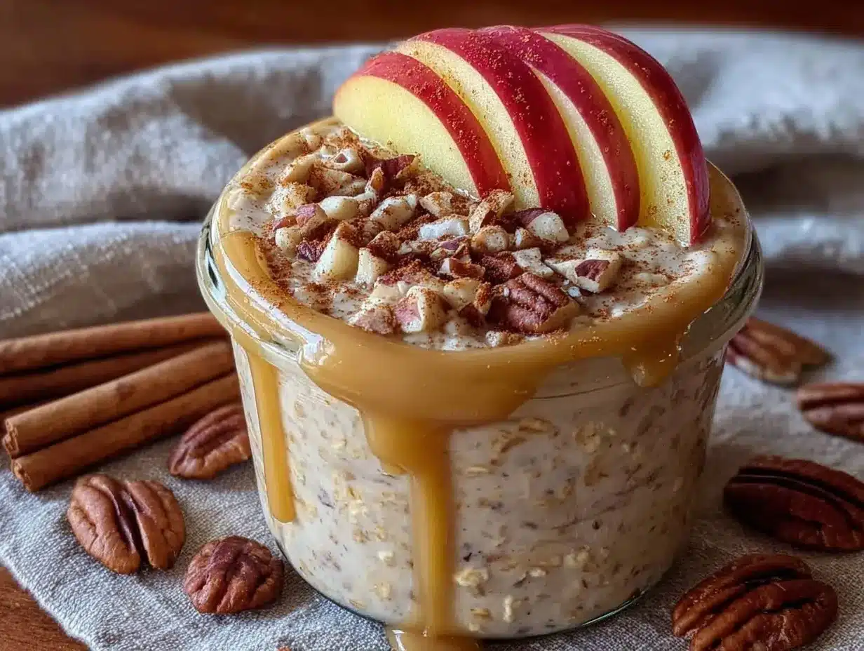 caramel apple pie overnight oats preparation steps