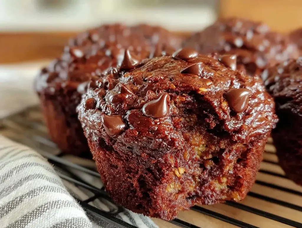 chocolate banana muffins - featured image