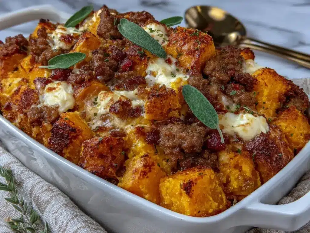 creamy butternut squash casserole - featured image
