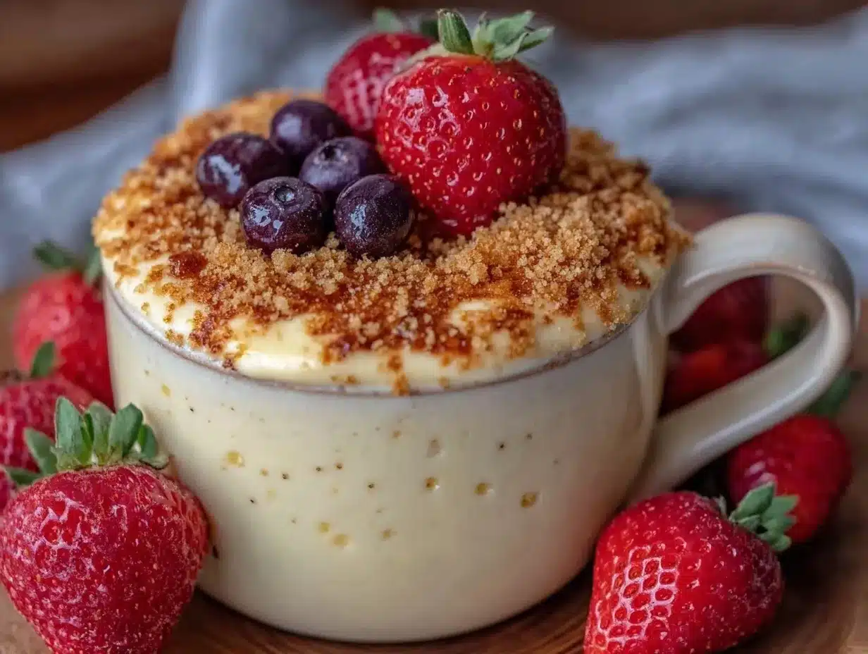 creamy cheesecake mug cake preparation steps
