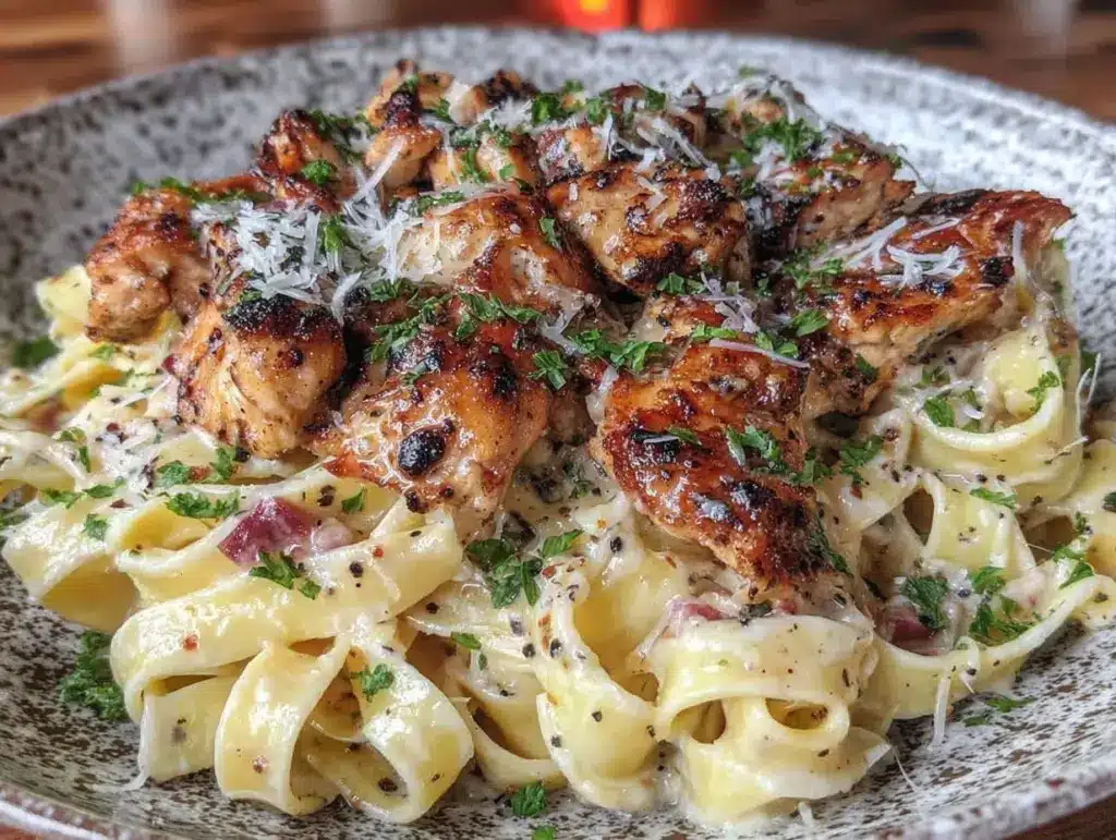 creamy garlic butter chicken pasta - featured image