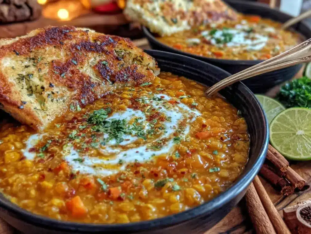 creamy golden lentil soup - featured image