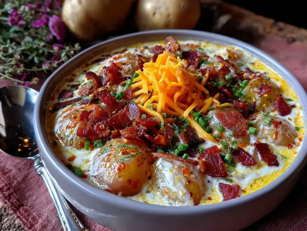 creamy potato bacon soup - featured image