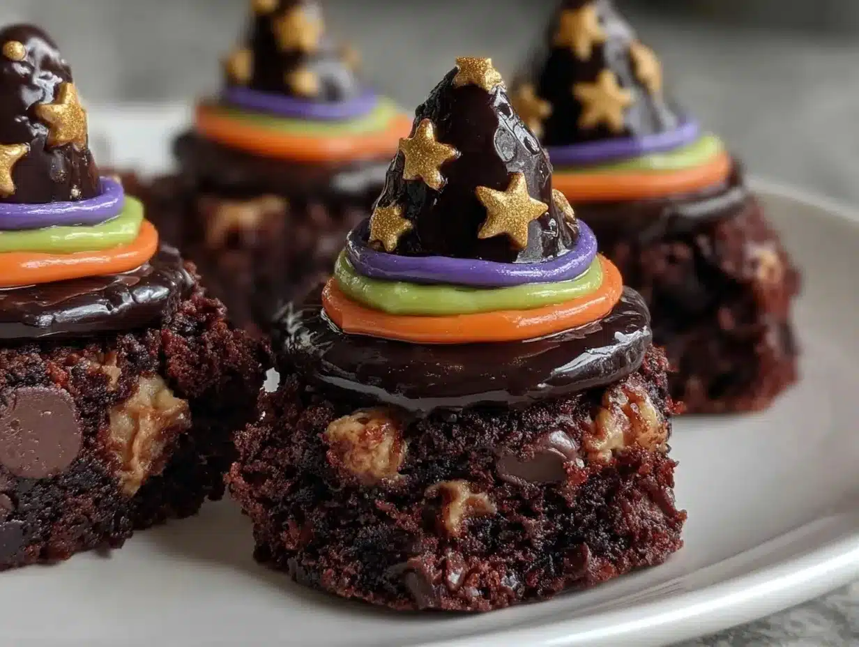 Halloween Witch Hat Brownie Bites preparation steps