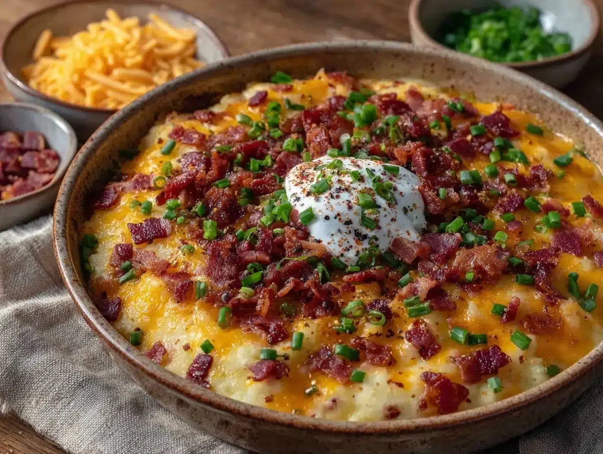 loaded baked potato soup casserole preparation steps