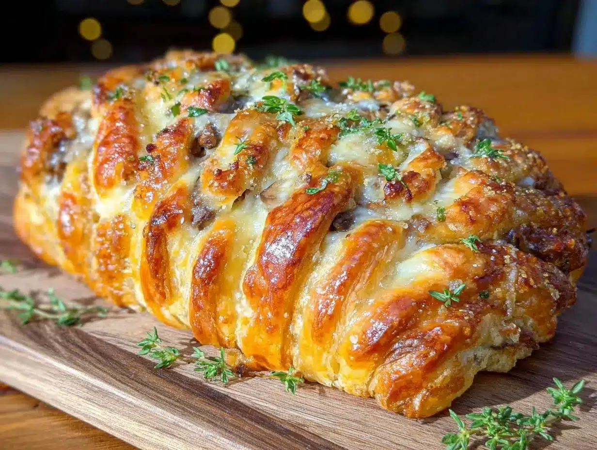 mushroom gruyère puff pastry braid preparation steps