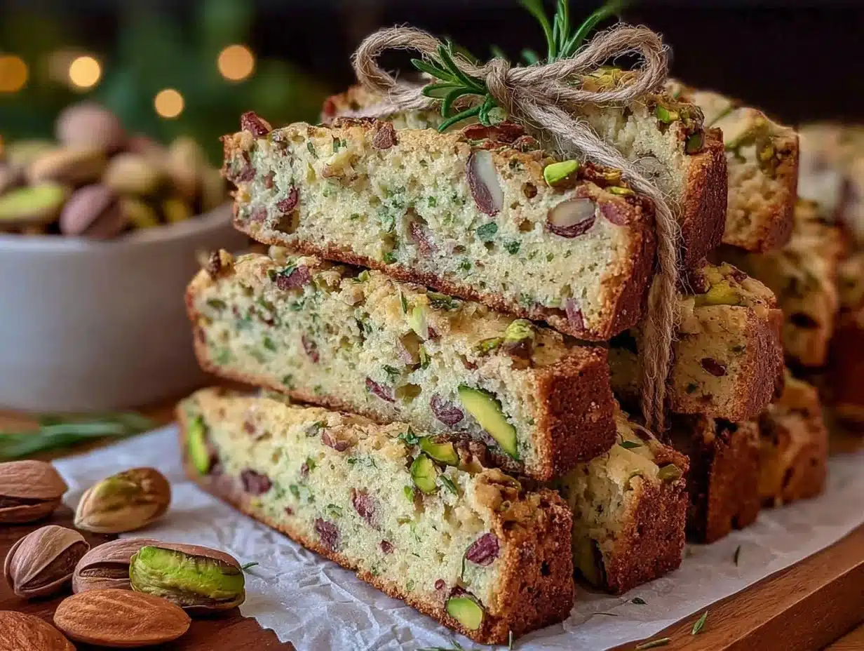 pistachio lemon rosemary biscotti - featured image