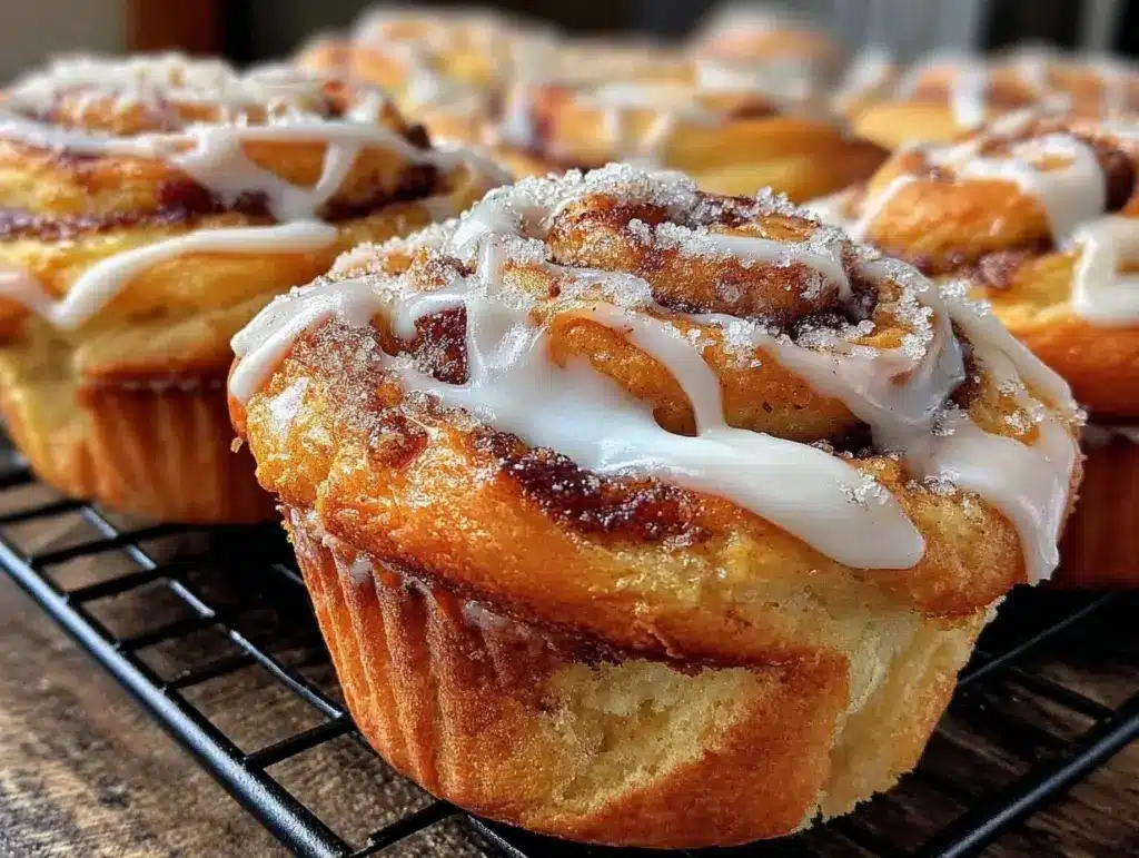 pumpkin cinnamon roll muffins - featured image