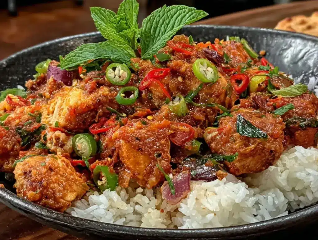 spiced coconut basil chicken - featured image