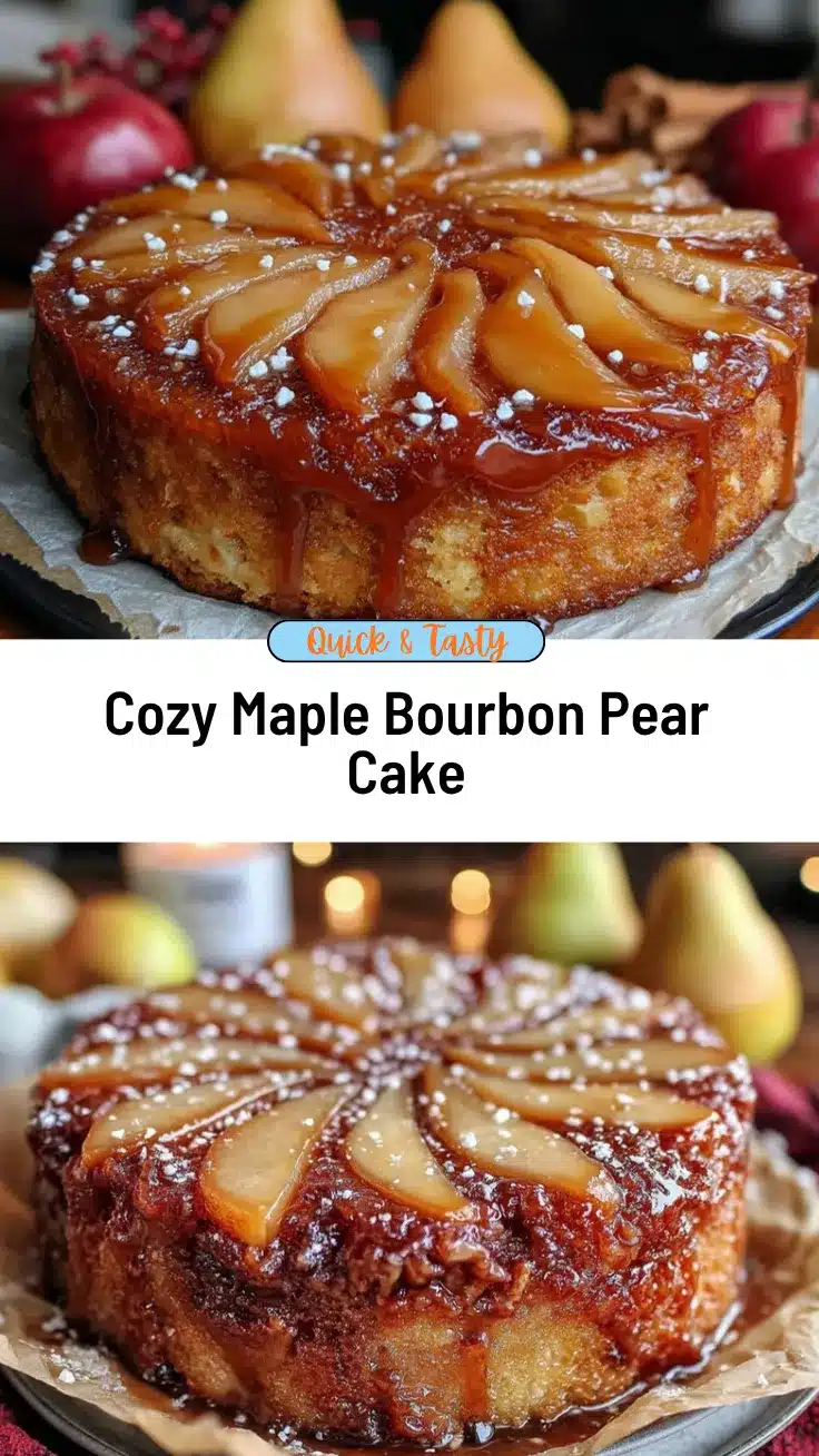 spiced maple bourbon pear cake recipe