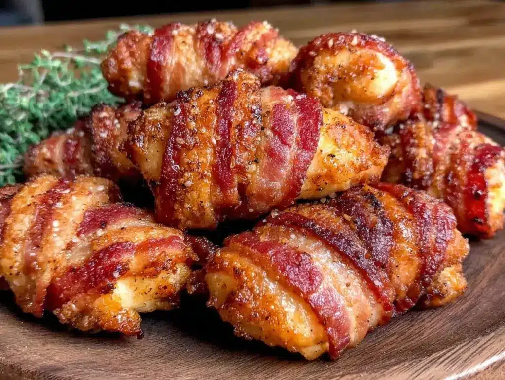 air fryer bacon-wrapped chicken tenders - featured image