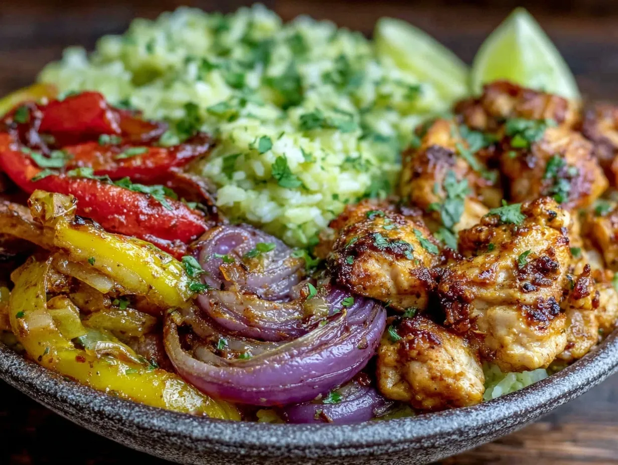 baked chicken fajita bowls preparation steps
