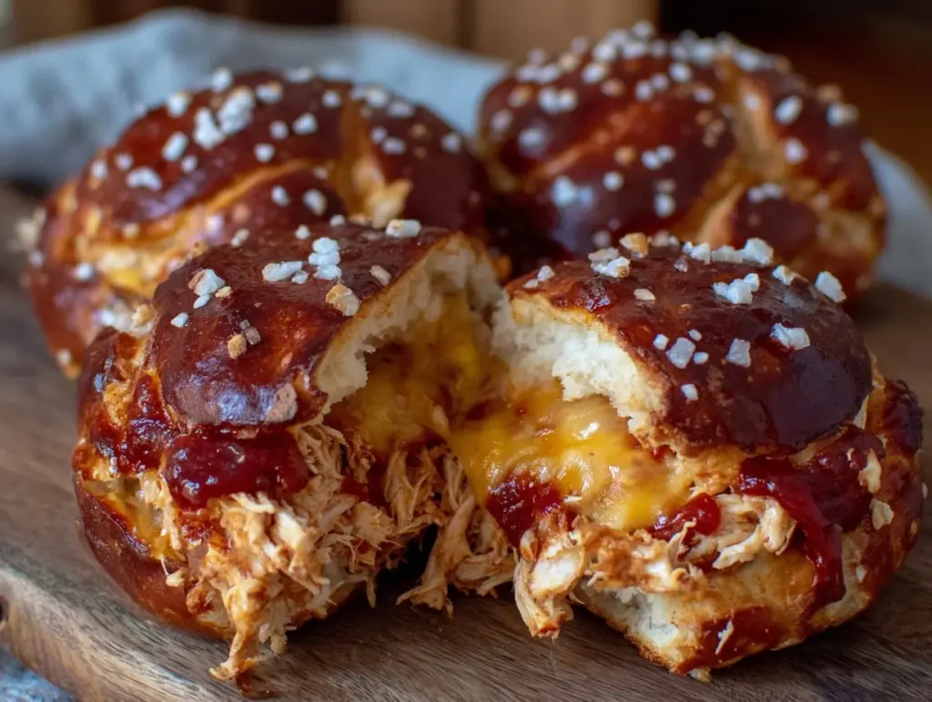BBQ chicken stuffed pretzel buns - featured image