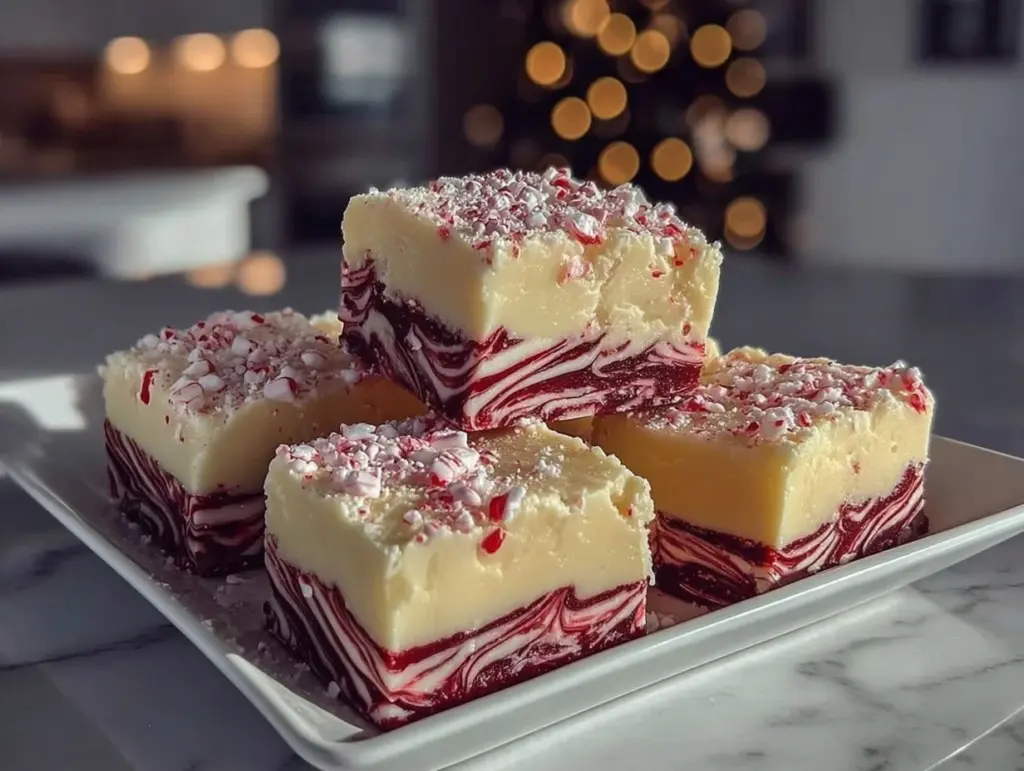 candy cane fudge - featured image