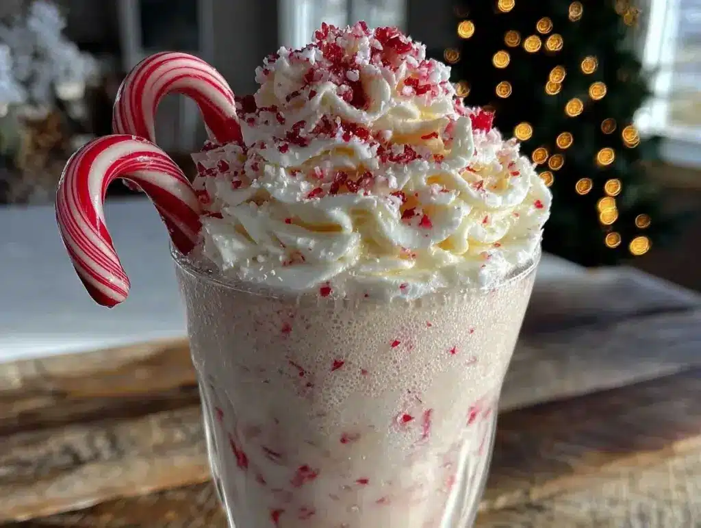 candy cane milkshake recipe - featured image
