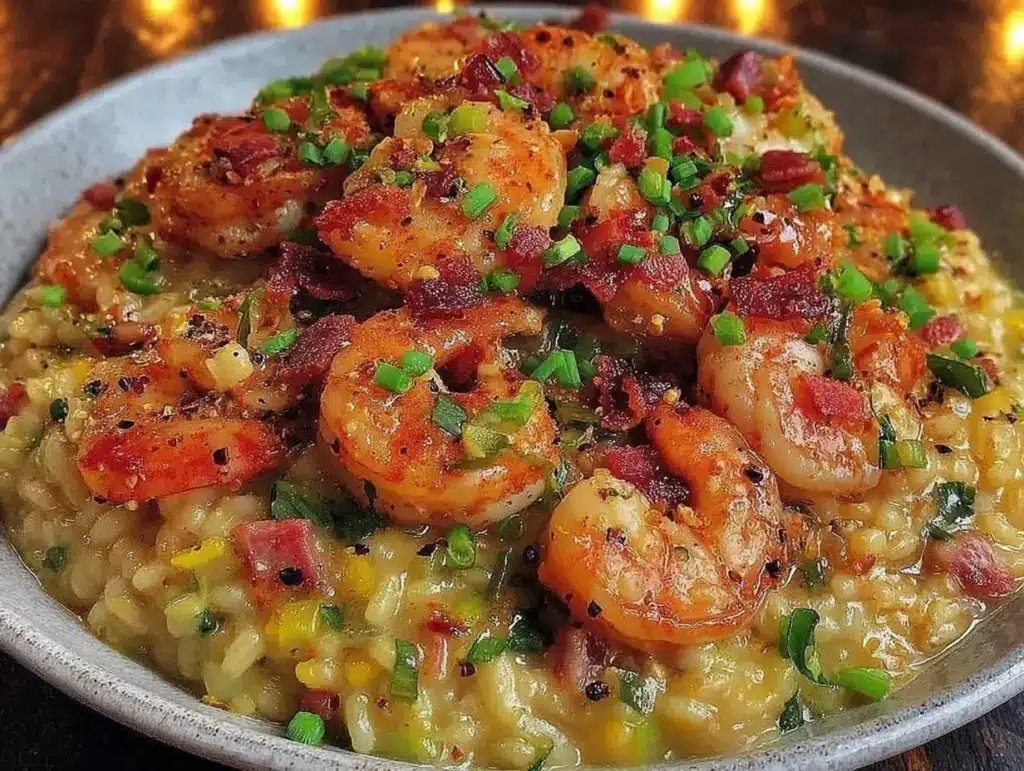 champagne risotto with shrimp - featured image