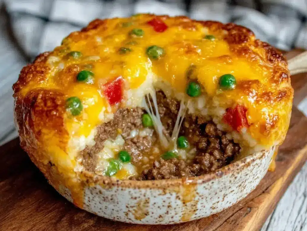 cheesy beef and rice casserole - featured image