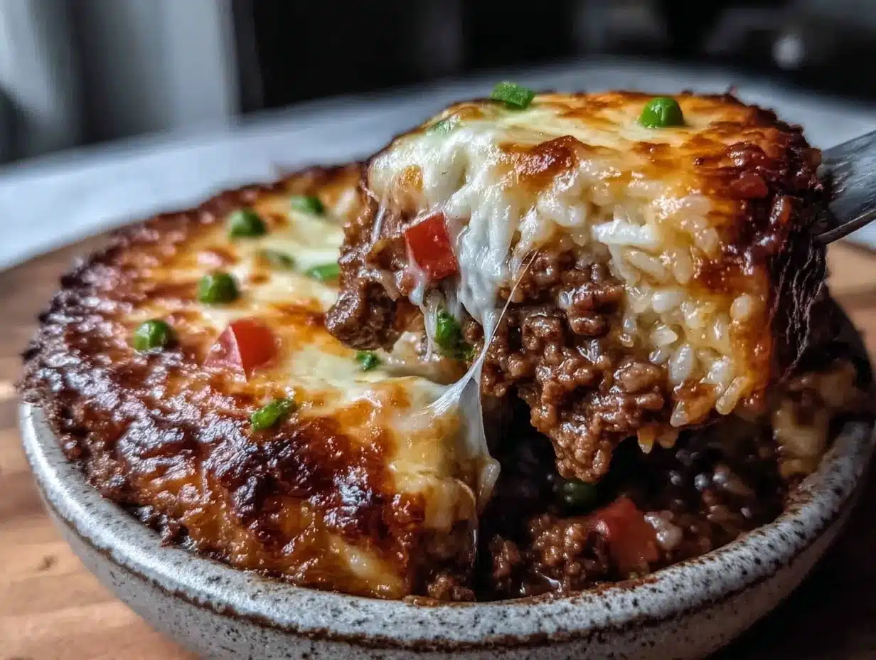 cheesy beef and rice casserole preparation steps