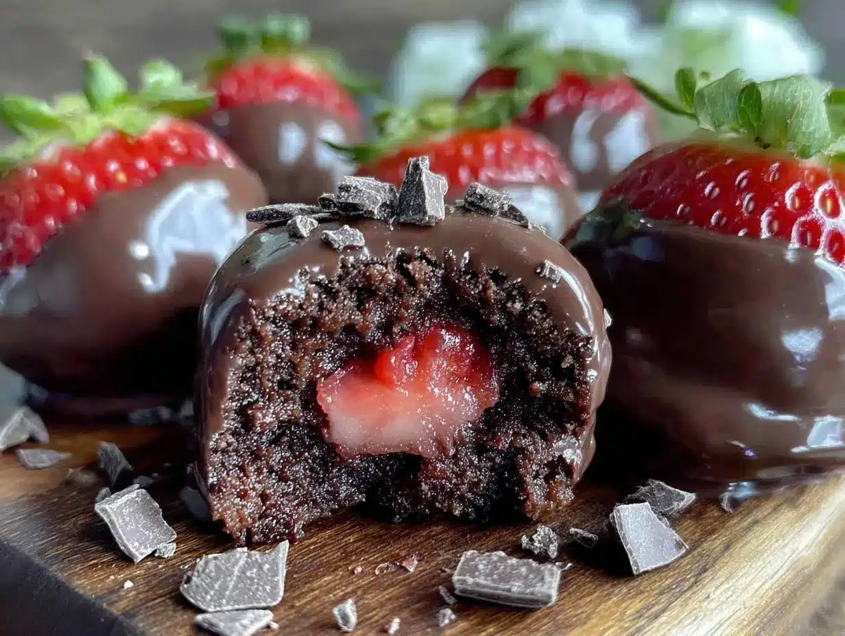 chocolate-covered strawberry brownie bomb bites preparation steps