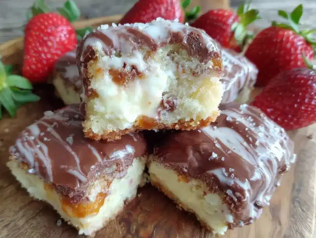 chocolate-covered strawberry cheesecake swirl bars - featured image
