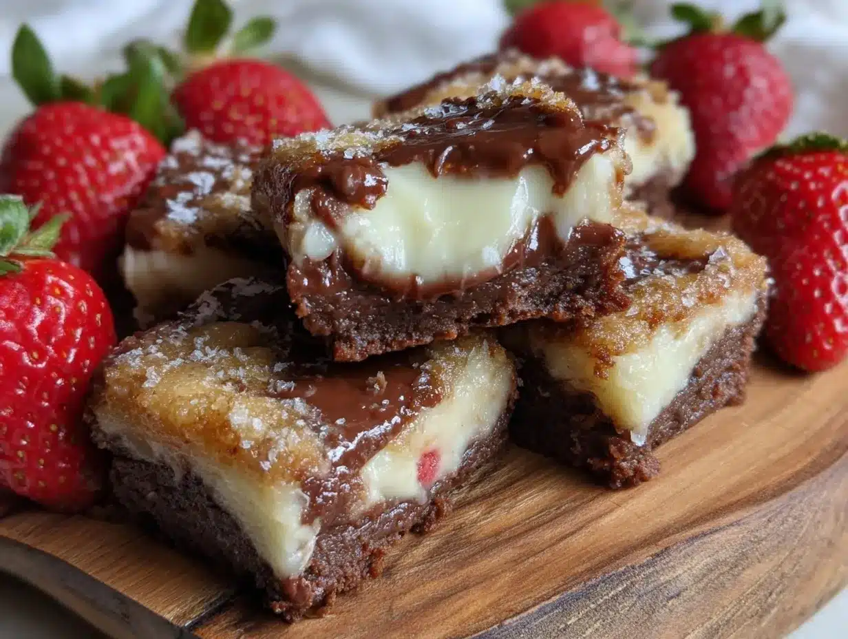 chocolate-covered strawberry cheesecake swirl bars preparation steps