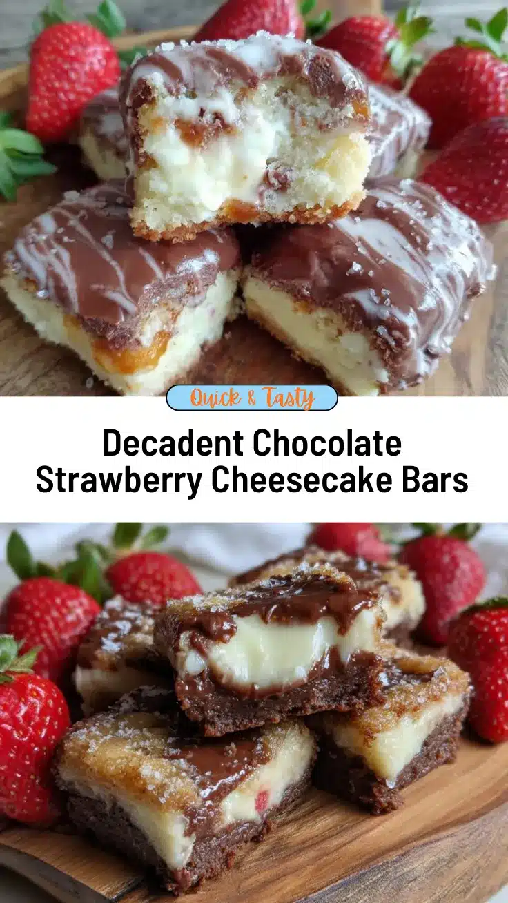 chocolate-covered strawberry cheesecake swirl bars recipe
