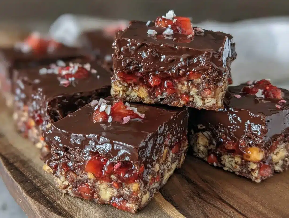 chocolate-covered strawberry crunch cake bars preparation steps