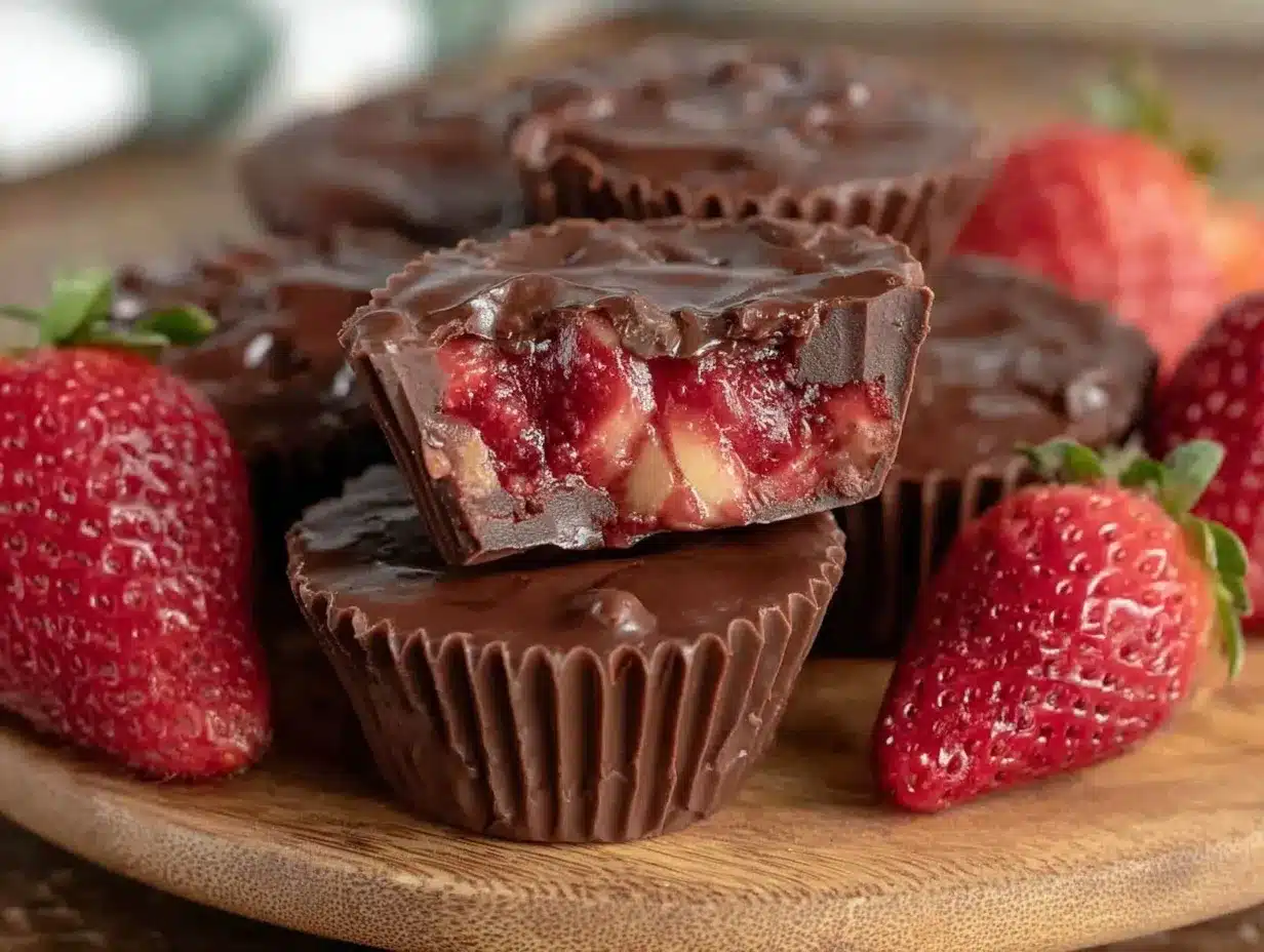 chocolate-covered strawberry fudge swirl cups preparation steps