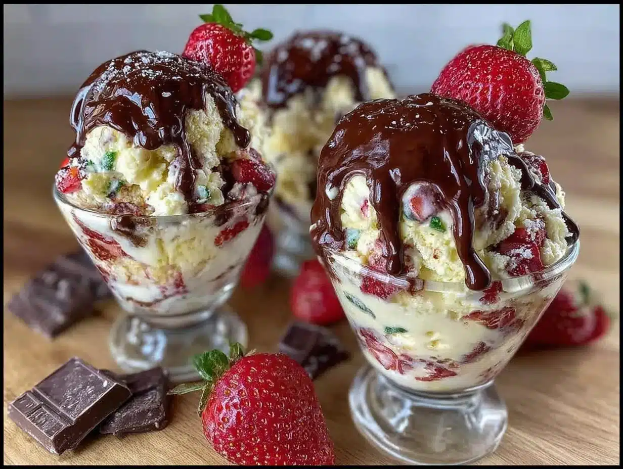 chocolate-covered strawberry ice cream trifle cups preparation steps