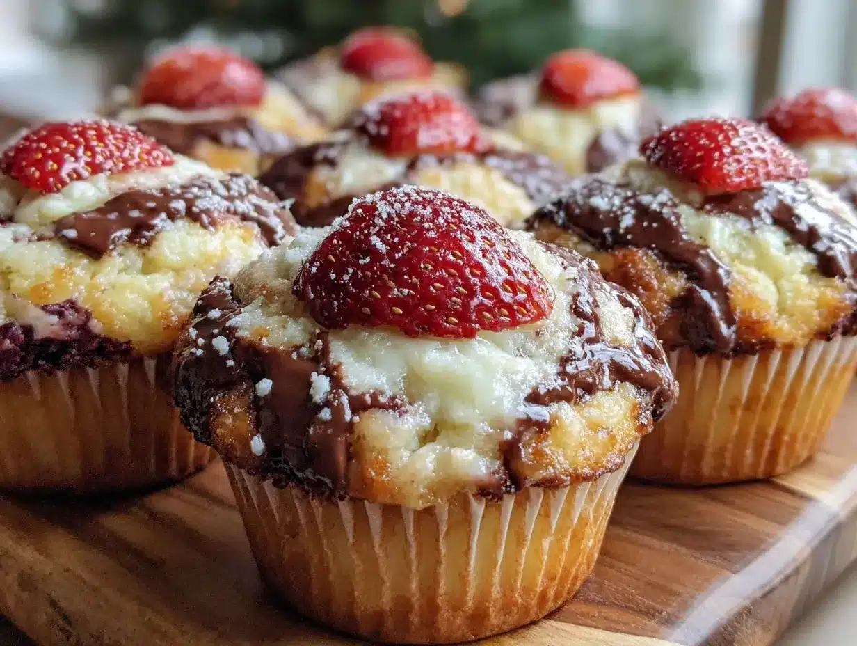 chocolate-covered strawberry marshmallow muffins preparation steps
