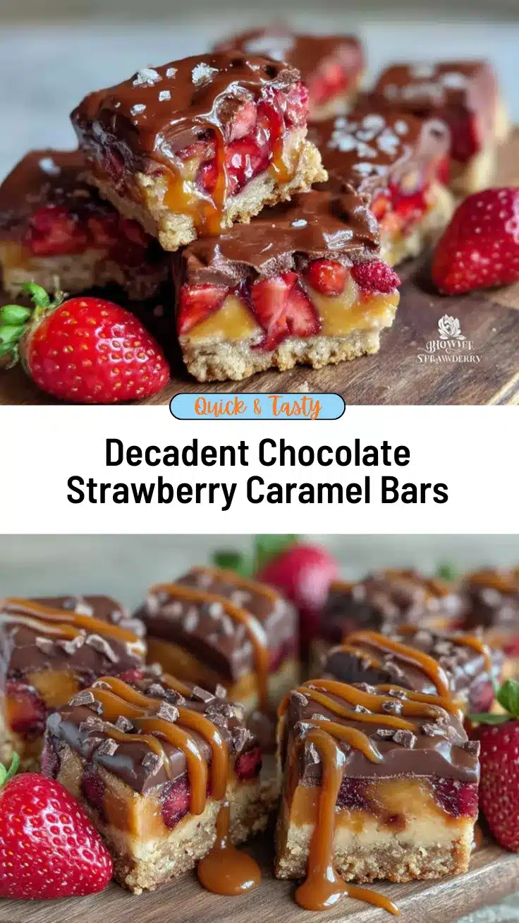 chocolate-dipped strawberry caramel swirl bars recipe