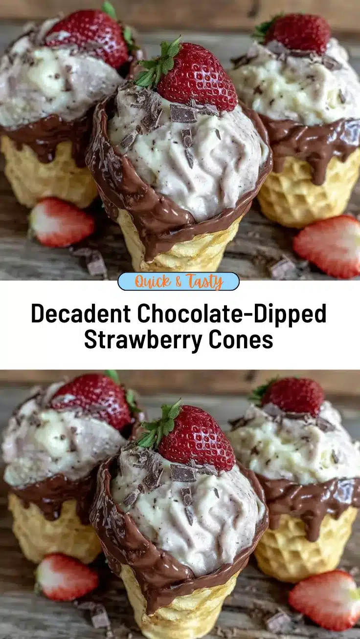 chocolate-dipped strawberry frosted cake cones recipe