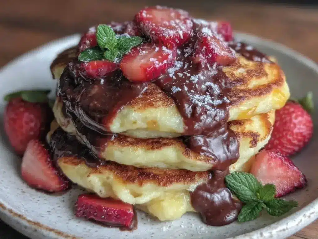 chocolate-dipped strawberry pancake sandwiches - featured image
