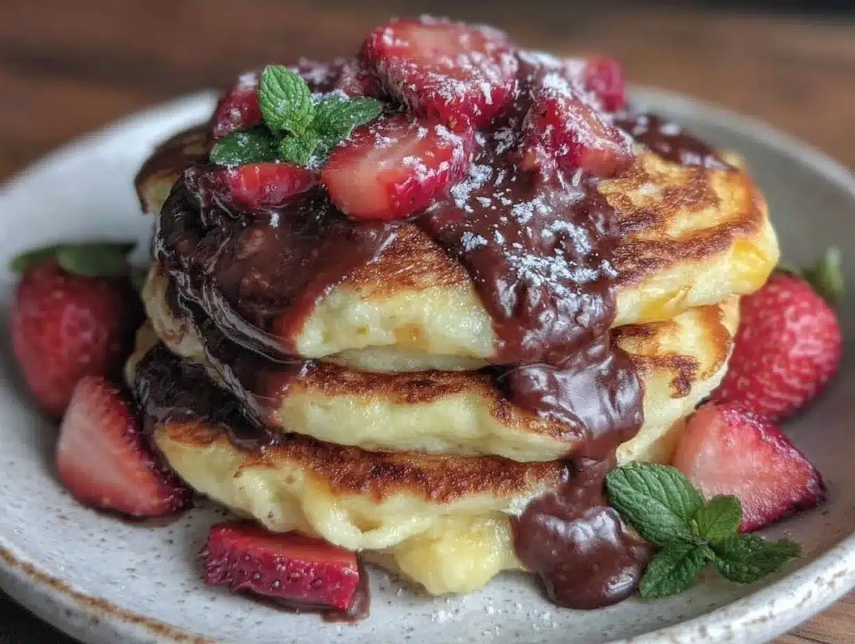 chocolate-dipped strawberry pancake sandwiches preparation steps