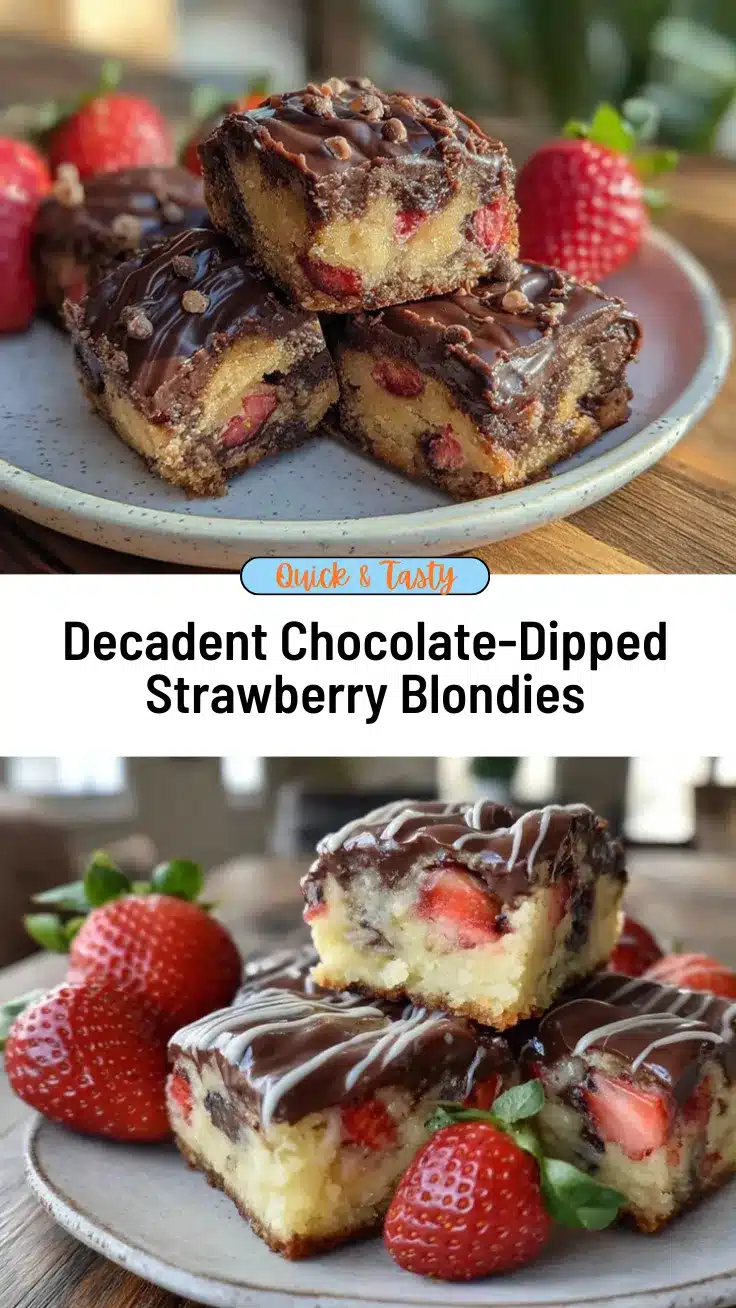 chocolate-dipped strawberry swirl blondie bars recipe