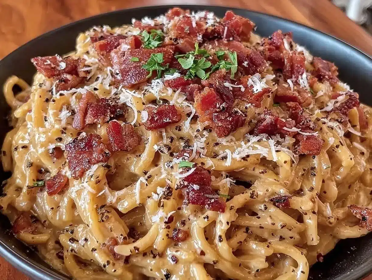 creamy bacon carbonara pasta preparation steps