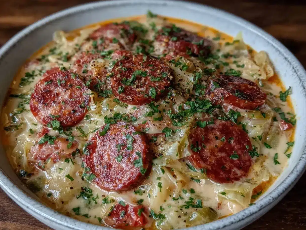 creamy cabbage soup with smoked sausage preparation steps