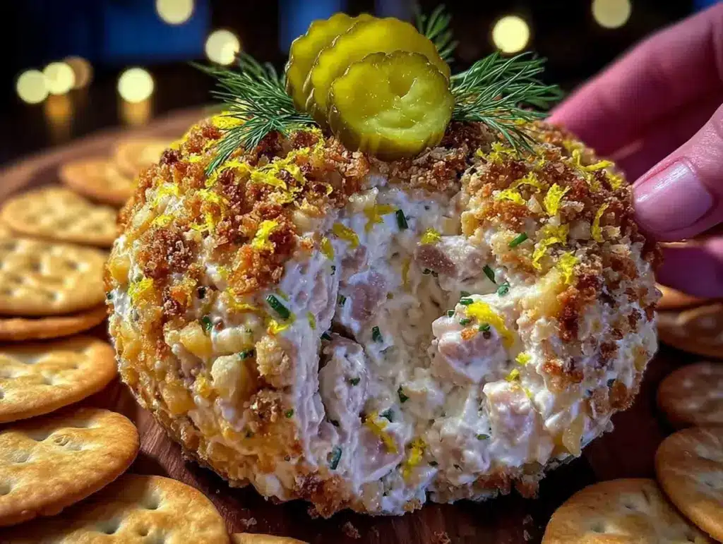 creamy dill pickle cheese ball - featured image