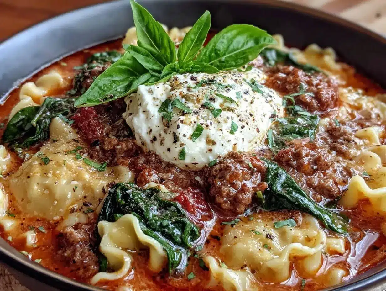 creamy one-pot lasagna soup preparation steps