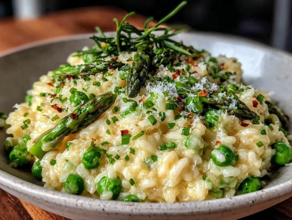 creamy spring vegetable risotto - featured image