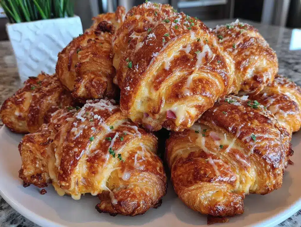 crispy baked ham and cheese croissants - featured image