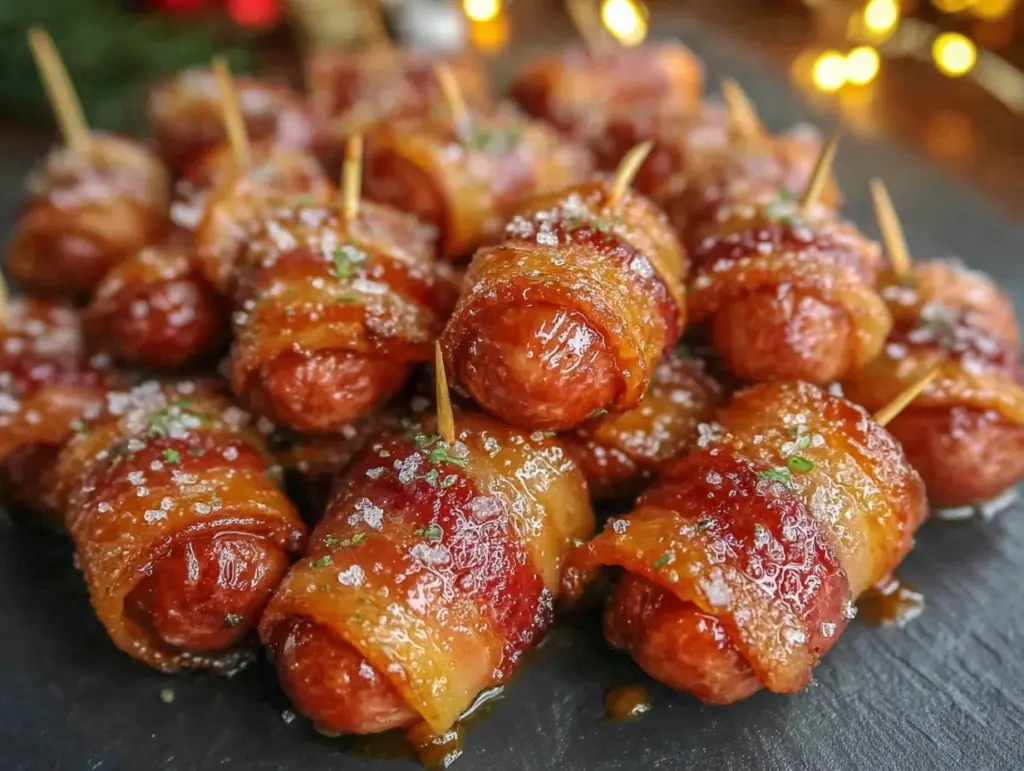 crispy brown sugar bacon smokies - featured image