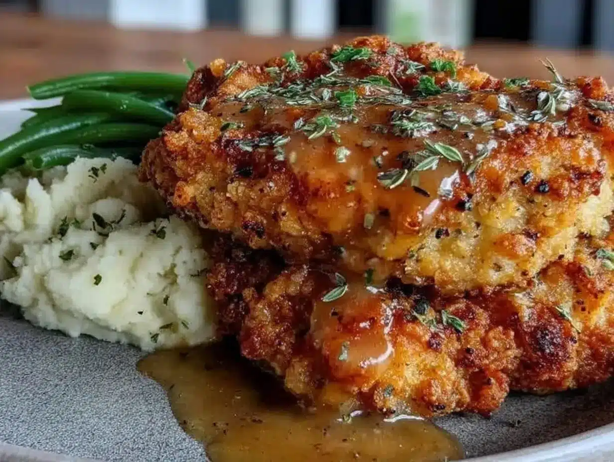 crispy country fried chicken dinner preparation steps