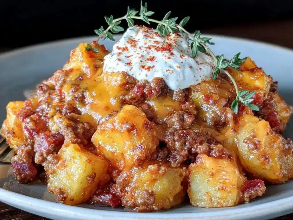crispy ground beef and potatoes casserole - featured image